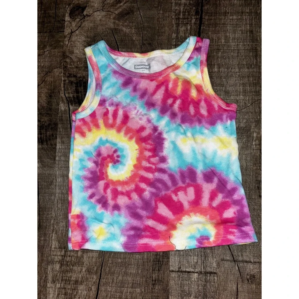 Garanimals Toddler Girl Tank Top‎ 2PK Yellow Tie Dye Heart Rainbow 18M NWT